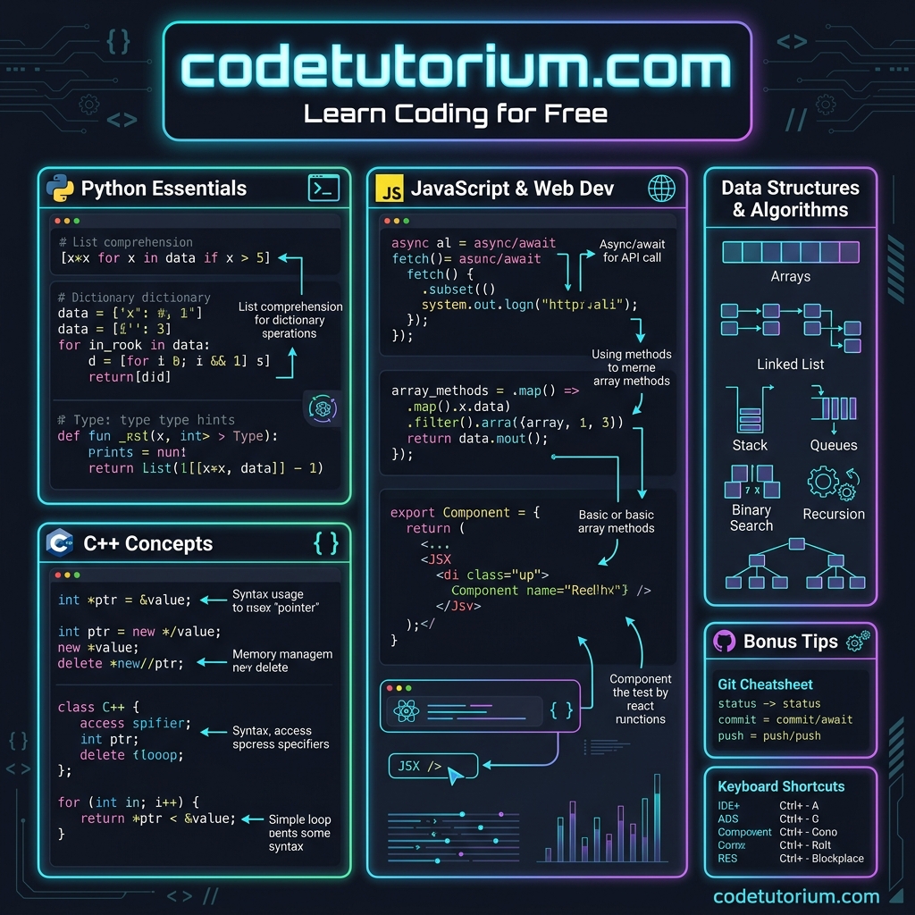 codetutorium.com visual code cheat sheet and programming reference guide
